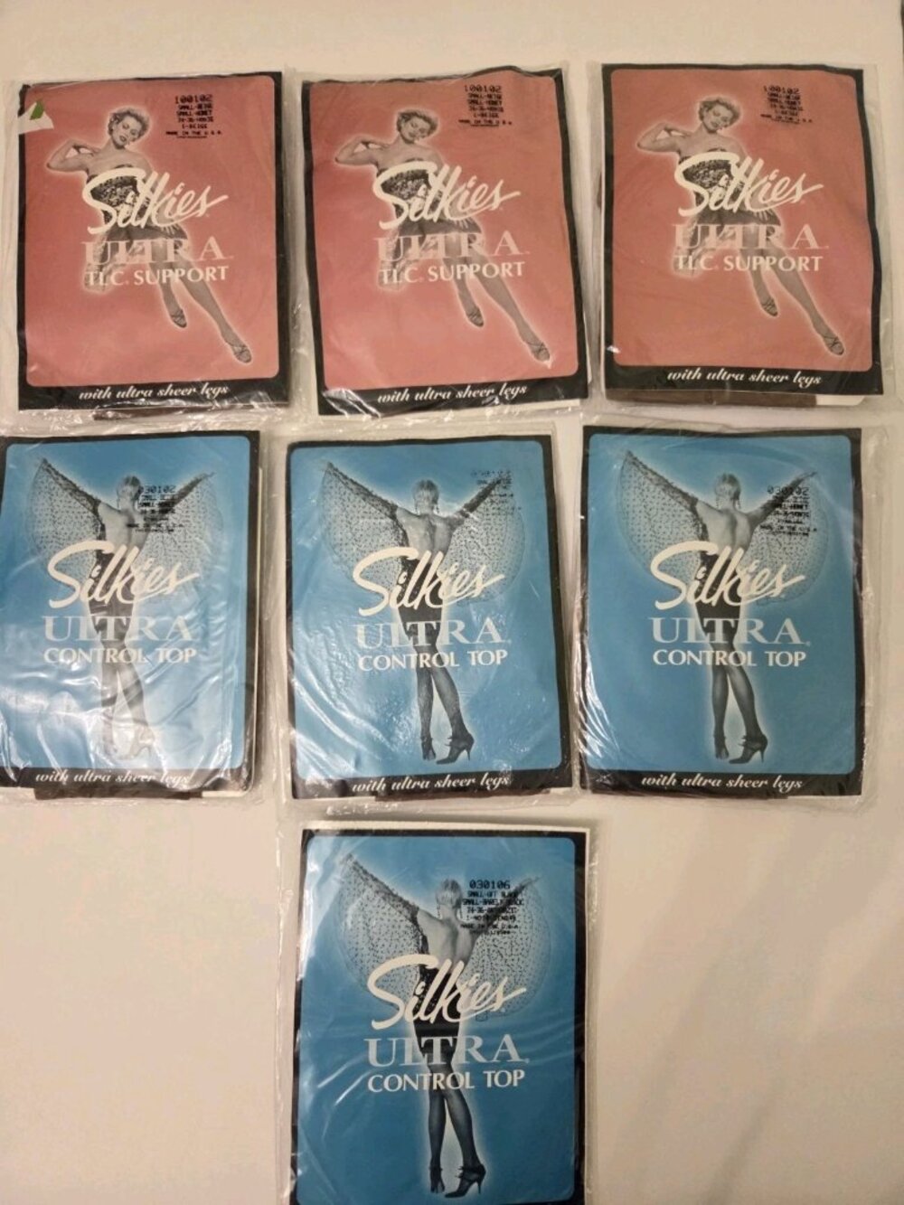 7 Silkies Pantyhose Ultra Control Top & Ultra TLC Support Hosiery Corp Small New
